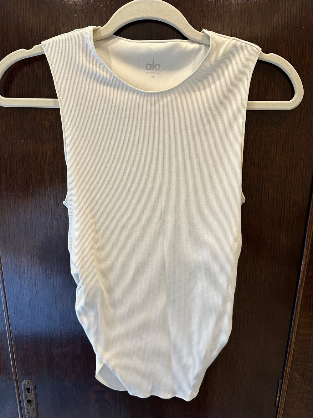 ALO Yoga White Ribbed Crewneck Tank Top